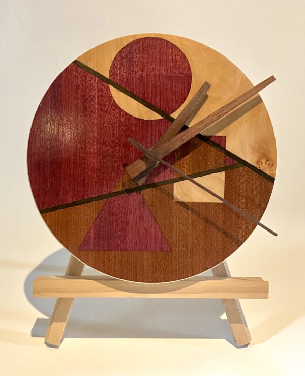 Horloge ronde avec marqueterie "Forêt tropicale"