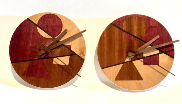 Horloge ronde avec marqueterie "Forêt tropicale" – Image 4