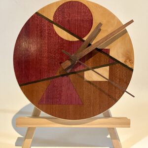 Horloge ronde avec marqueterie "Forêt tropicale"